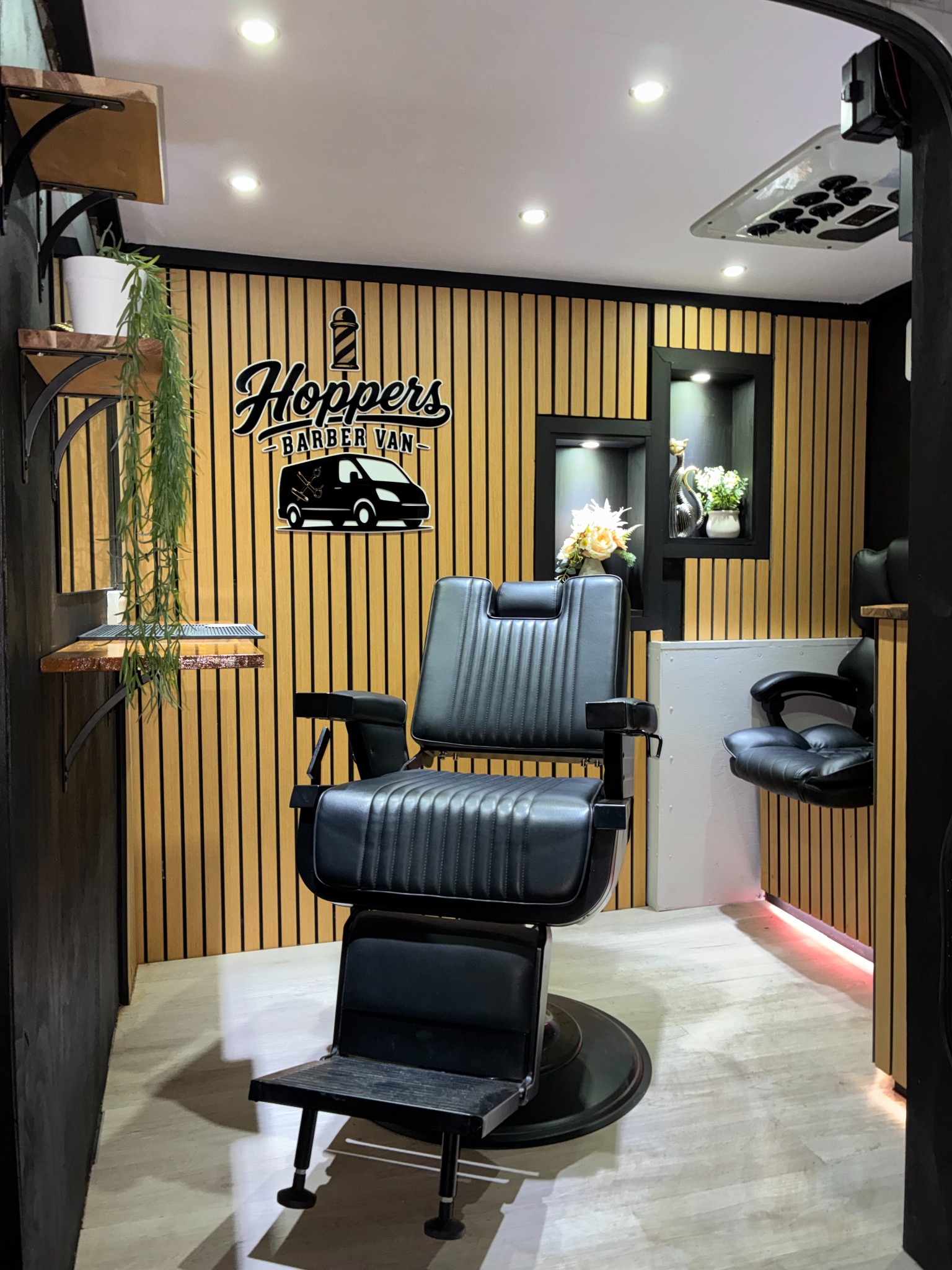 Inside Hoppers Barber Van